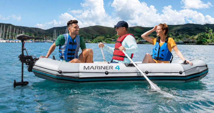 סירת קומנדו INTEX mariner 68376 דגם לארבעה אנשים +מנוע חשמלי חזק 40LB של אינטקס