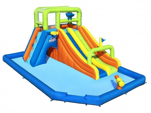 🛝💦 פארק מים מתנפח “פראי” – מגלשה כפולה דגם 53368 💦🛝